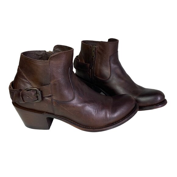 J.B. Dillon Womens 9B Brown Leather Ankle heeled Boots Zipper Adjustable Mexico - Picture 8 of 14